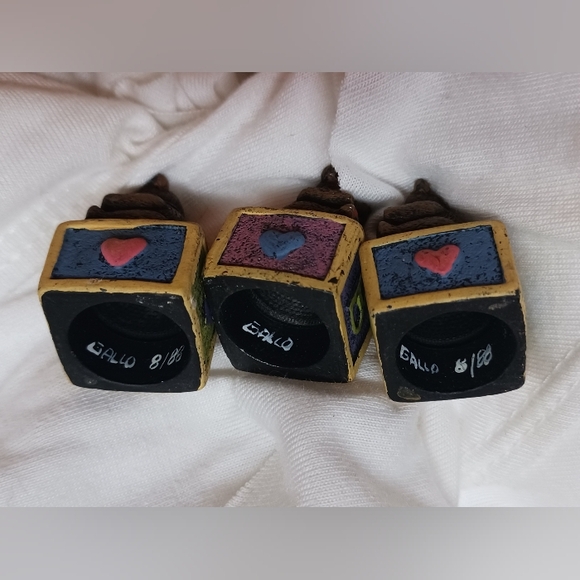 Vintage Gallo Painted PewterThimble/Bear on Blocks/Signed '88/Lot Of 3 - Picture 7 of 9